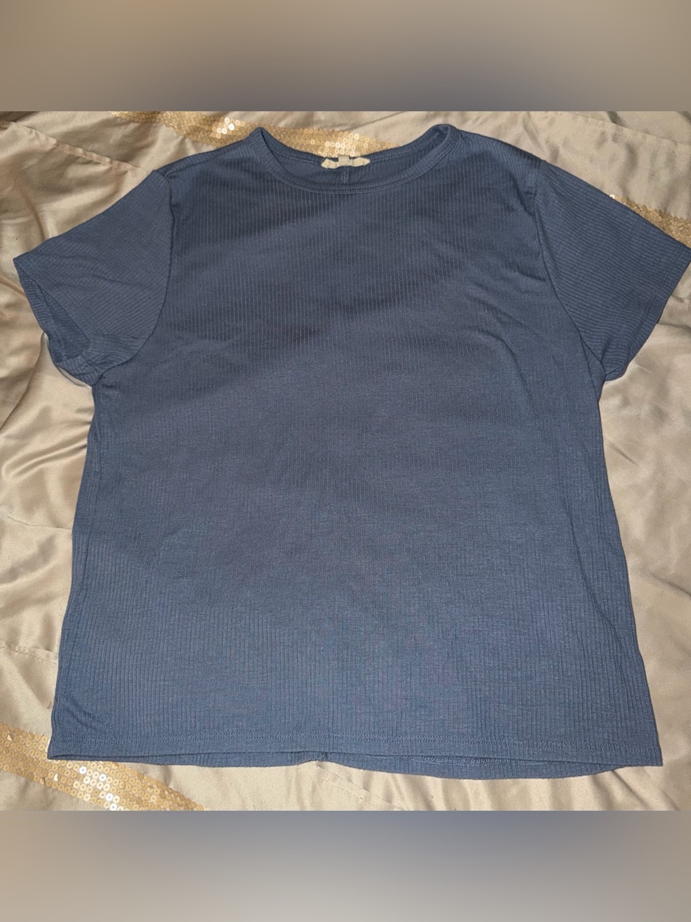 Madewell Classic Ribbed Short Sleeve Tee in Slate Blue